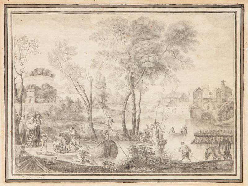 Bucolic landscape with Fishermen