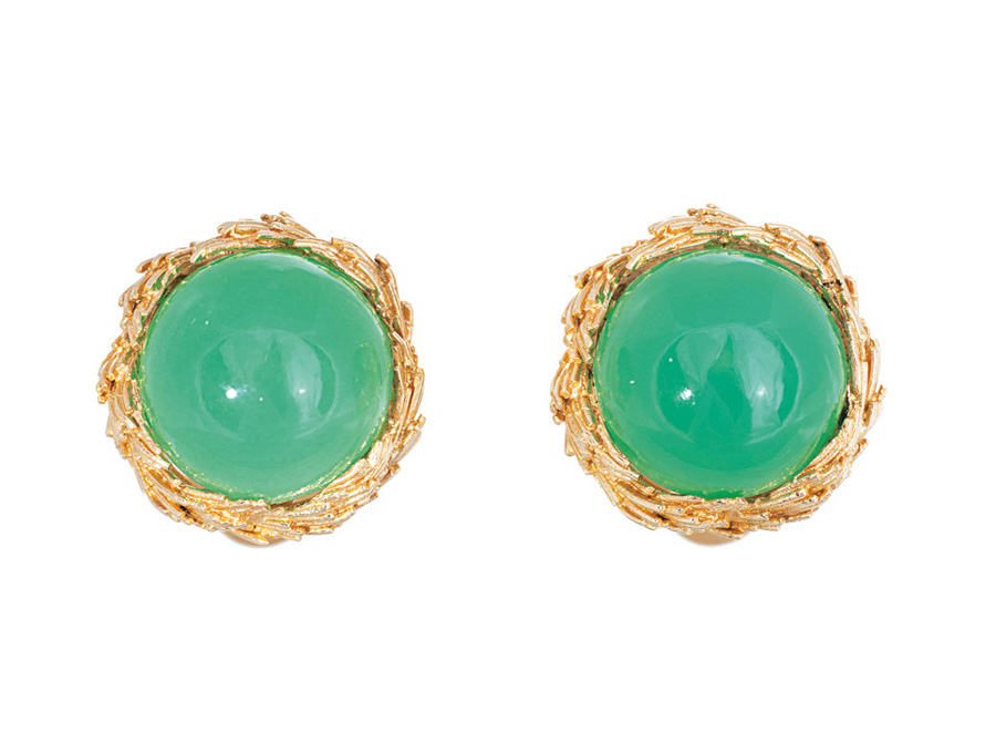 A pair of chrysopras earrings