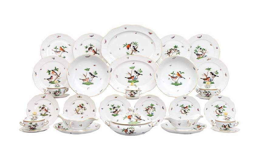 A dinner service 'Rothschild Oiseaux' for 6 persons