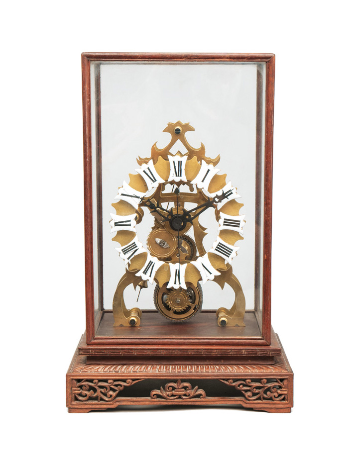 A skeleton clock