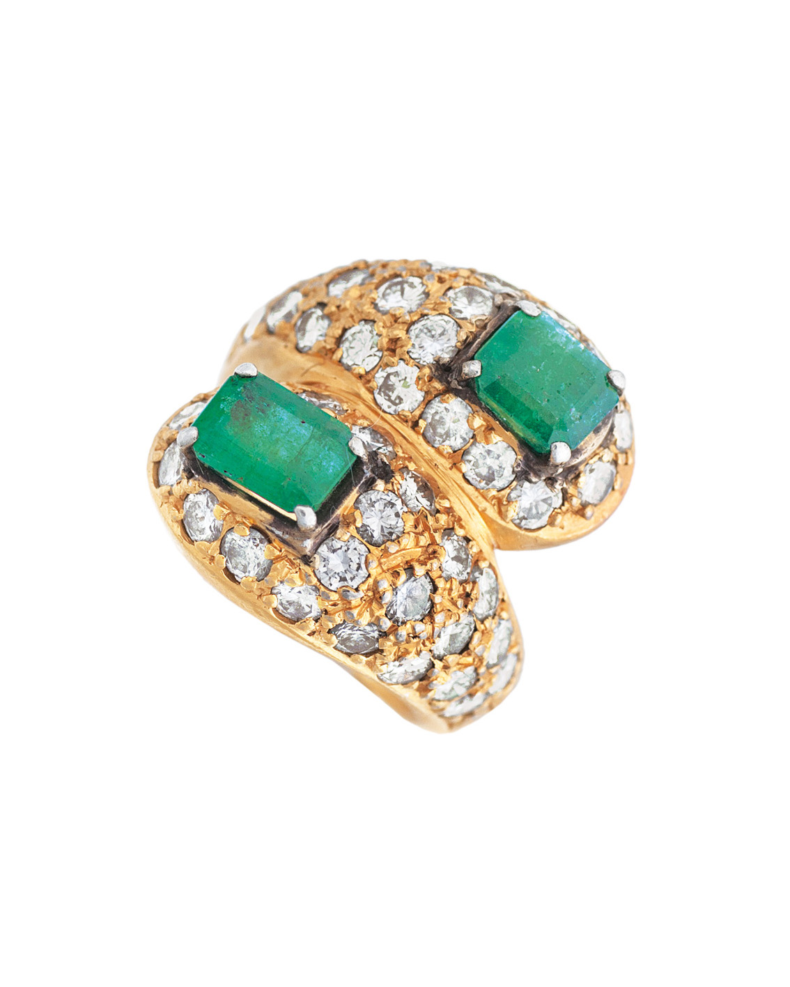 An emerald diamond ring