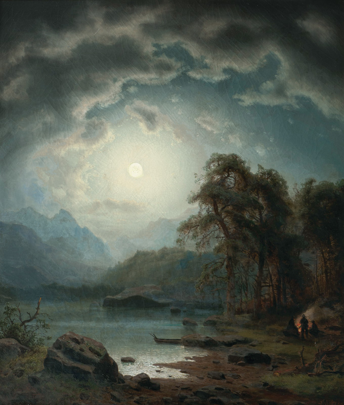 Night Landscape with Hunters by a Fire