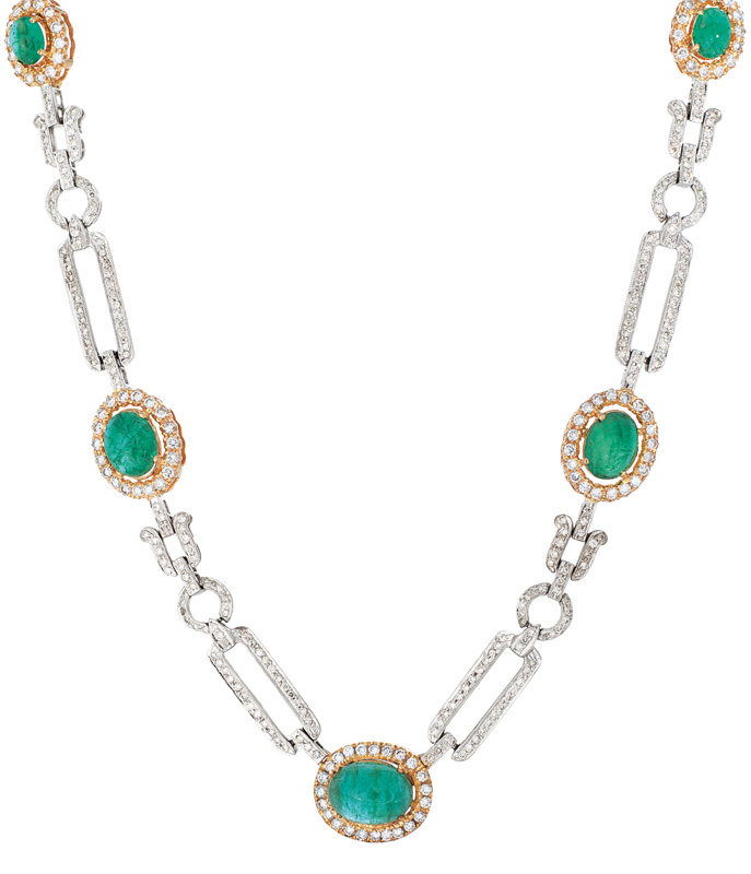 An emerald diamond necklace