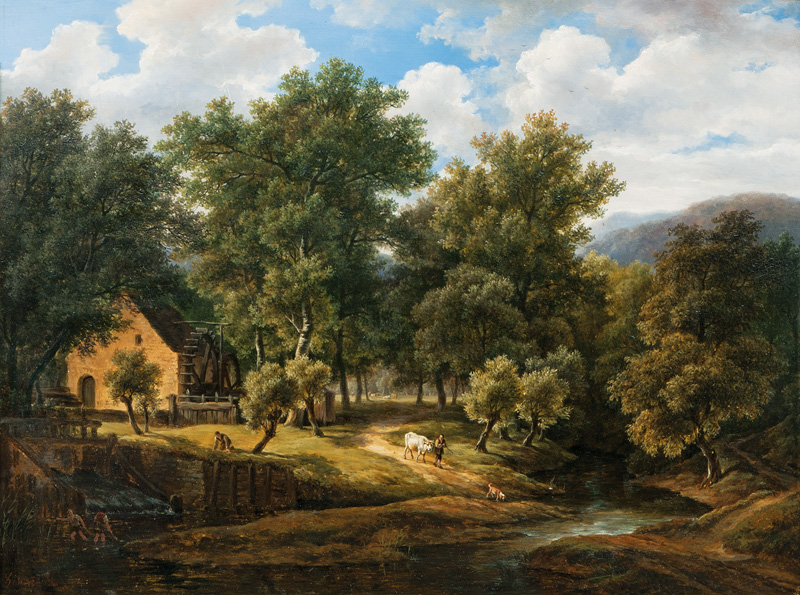 Idyllische Landschaft mit Wassermühle