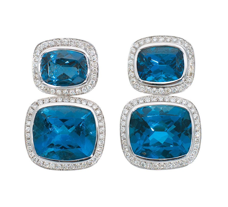 A blue topaz diamond earrings