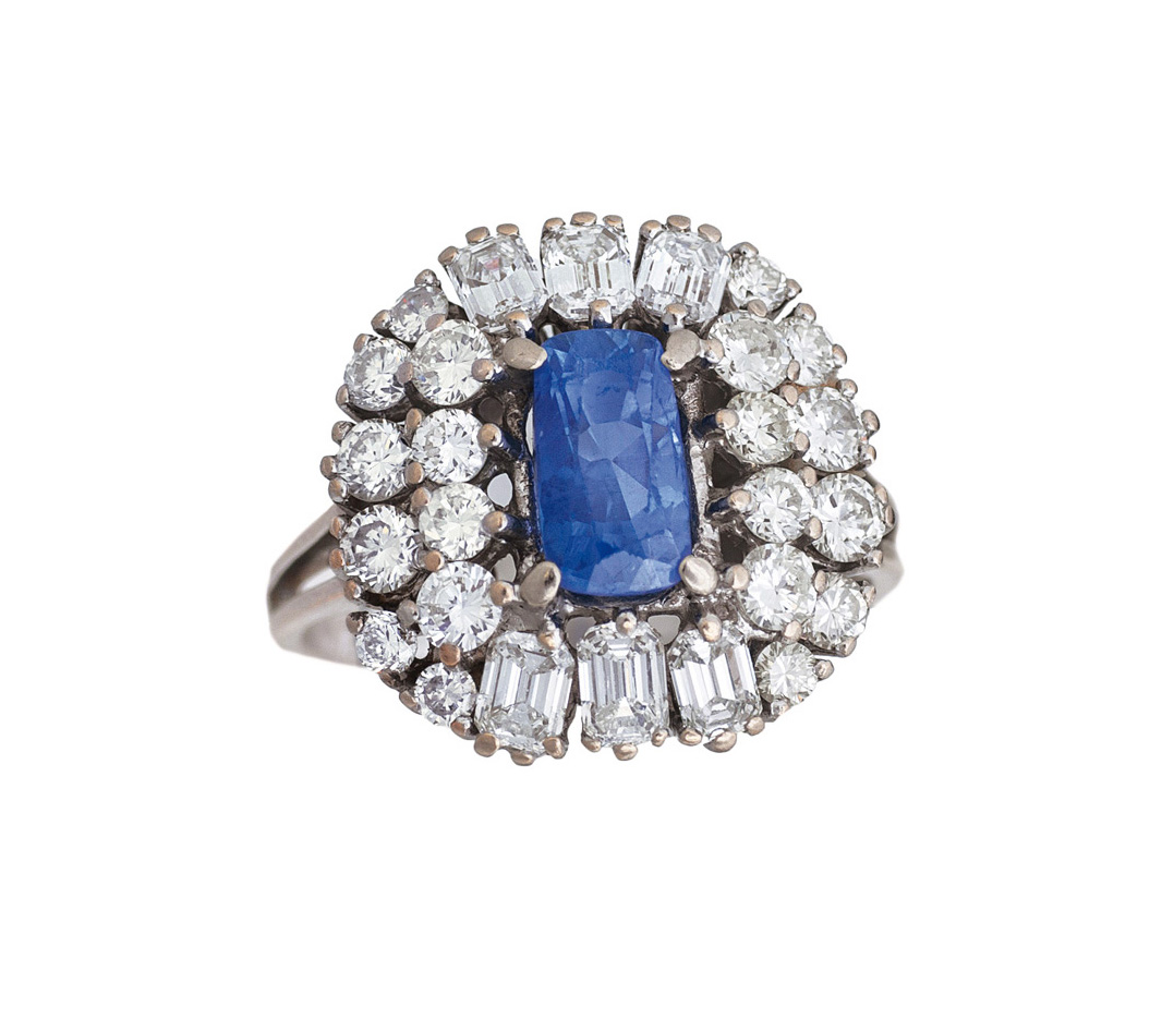 A sapphire diamond ring