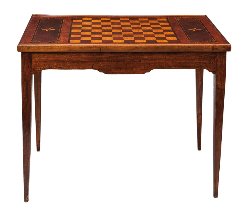 A playing table with chessboard marquetry