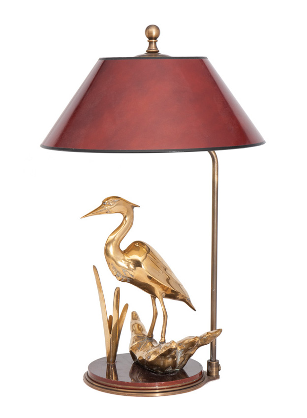 A table lamp with crane