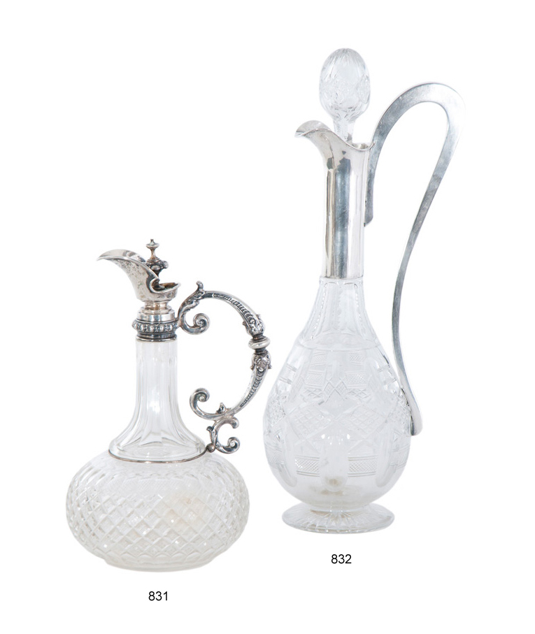 A  crystal glass decanter