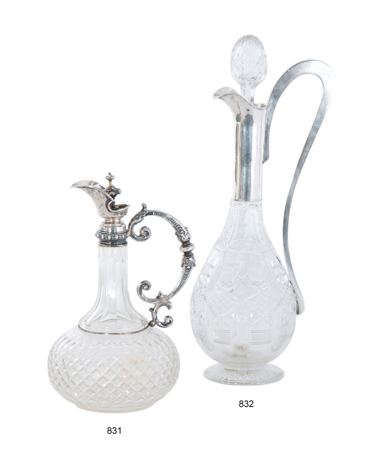 A crystal glass decanter