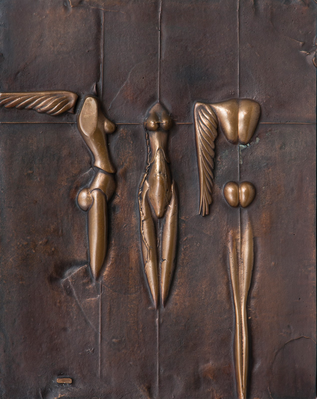 A bronze relief 'Nike'