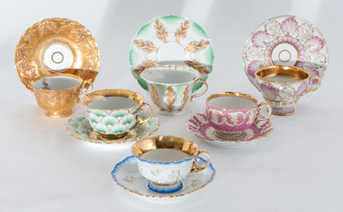 A set of 6 Biedermeier cups