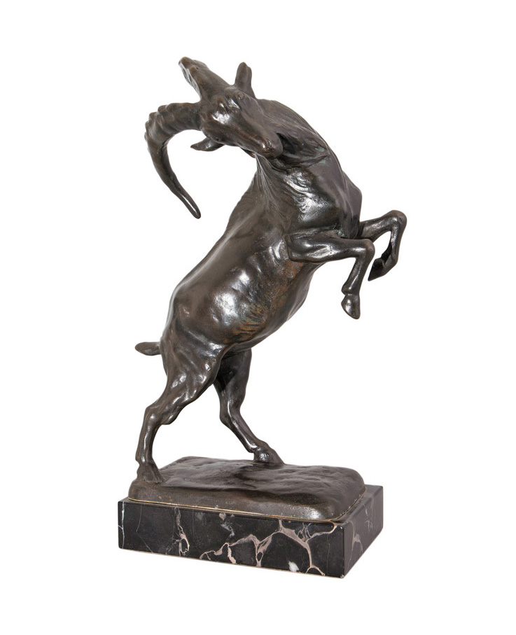A bronze figure 'Jumping Mountain sheep'