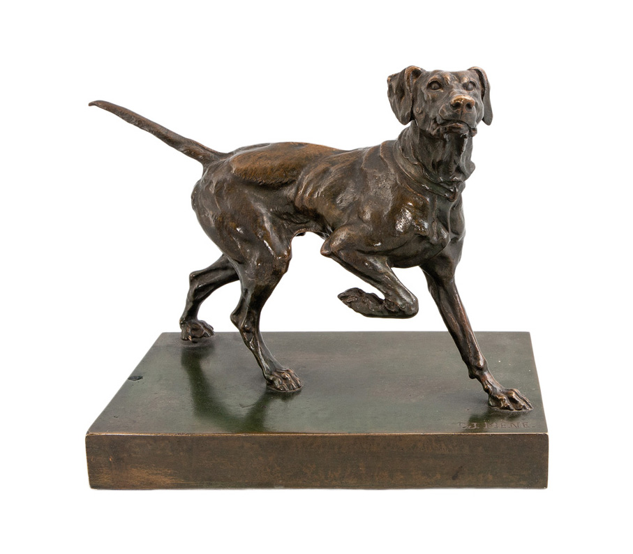 A bronze figure 'Hunting dog'