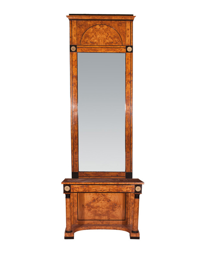 A splednid Russian Biedermeier mirror with console table