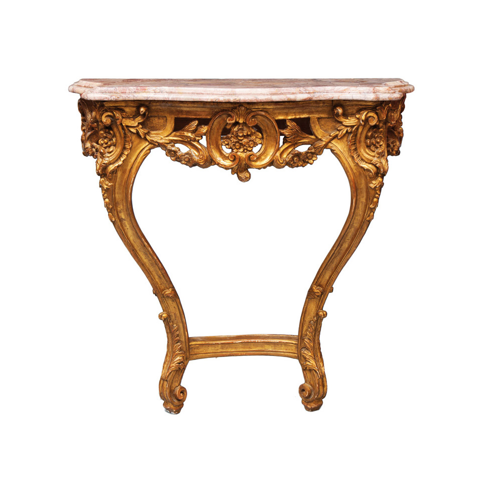 A pair of gild-wood console tables of Rococo style
