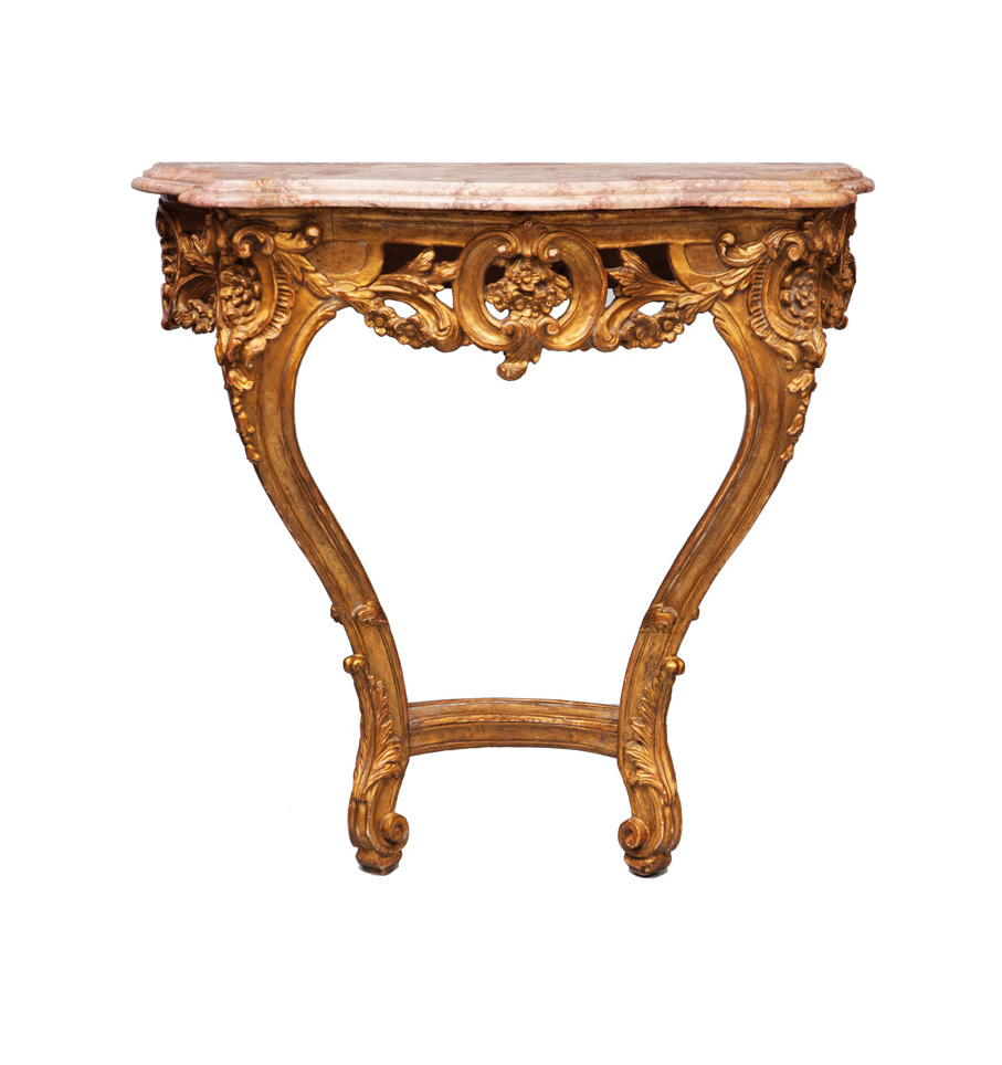 A pair of gild-wood console tables of Rococo style - image 2