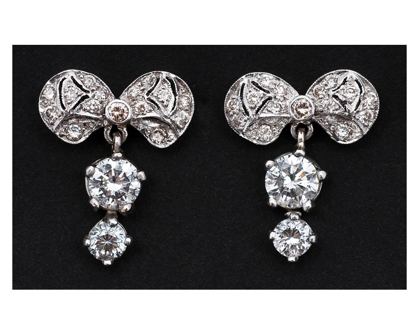 A pair of diamond earrings