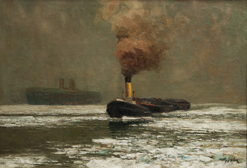 Rudolf Guba - Schiffe im Eisgang auf der Elbe Schiffe im Eisgang auf der Elbe