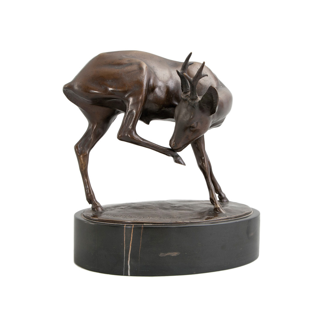 A bronze figure 'Roebuck'