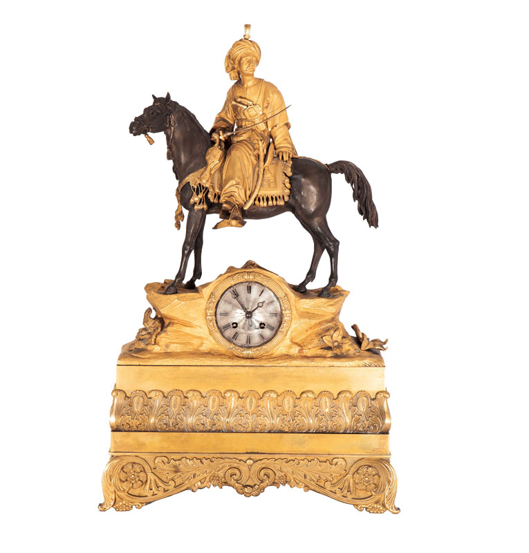 An extraordinary Napoleon-III mantle clock 'Riding Turk'