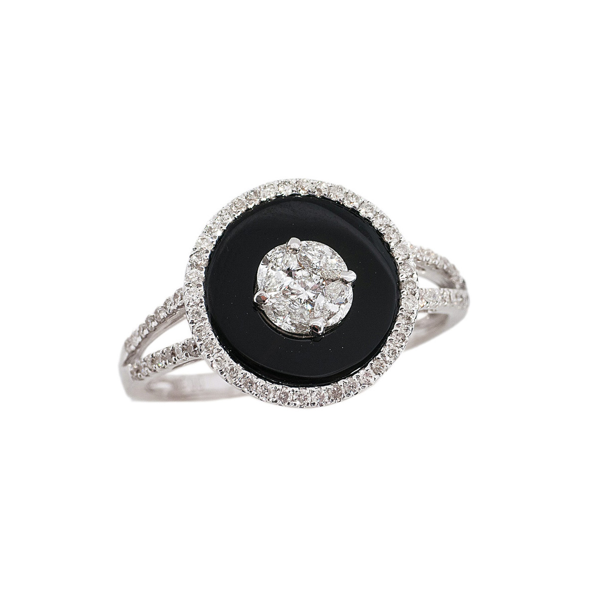 A diamond onyx ring