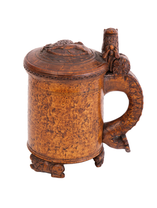 A Norwegian wooden lidded tankard