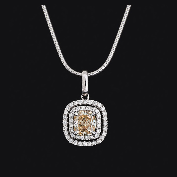 A diamond pendant with necklace