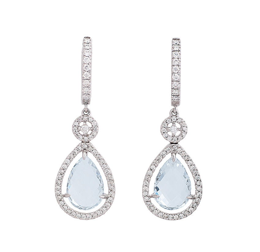 A pair of topaz diamond earpendants by Wempe