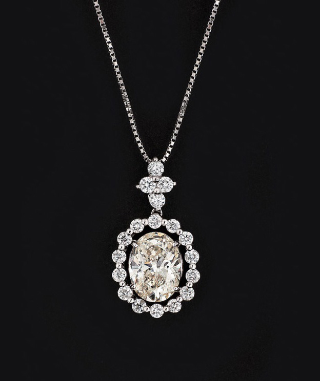 A diamond pendant with necklace