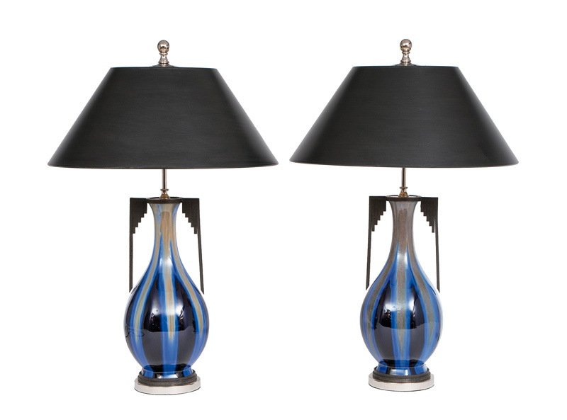 Paar eleganter Art-Nouveau-Vasenlampen