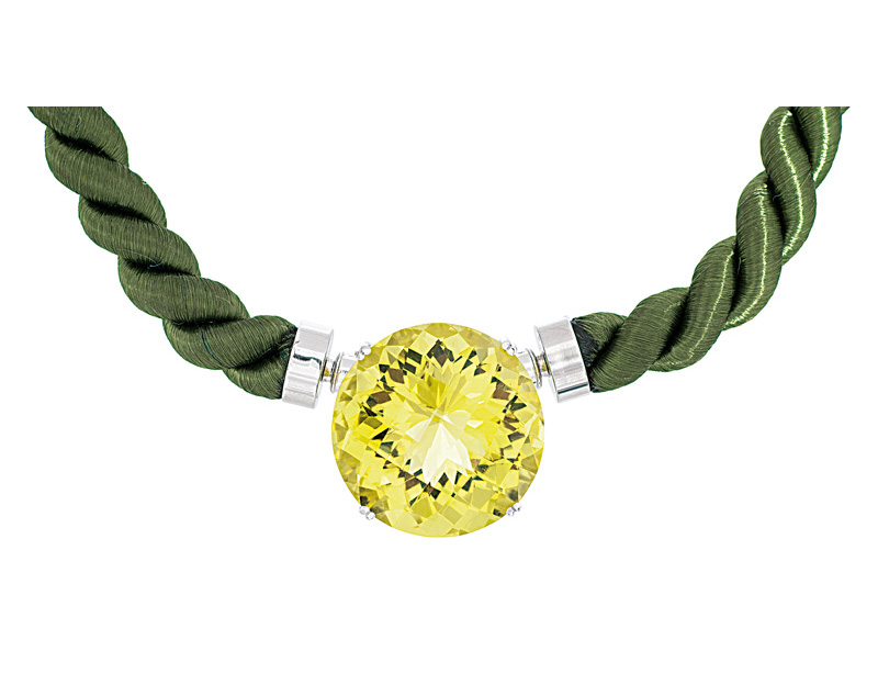 A lemon cirine with silk necklace