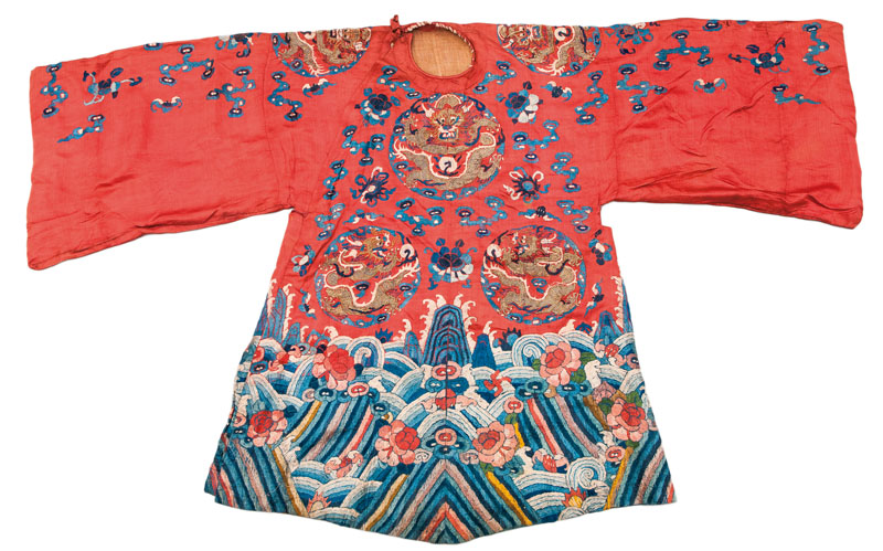 Embroidered silk robe with dragons