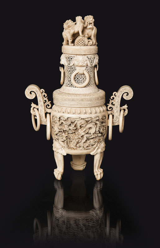 A tall ivory incense burner A tall ivory incense burner