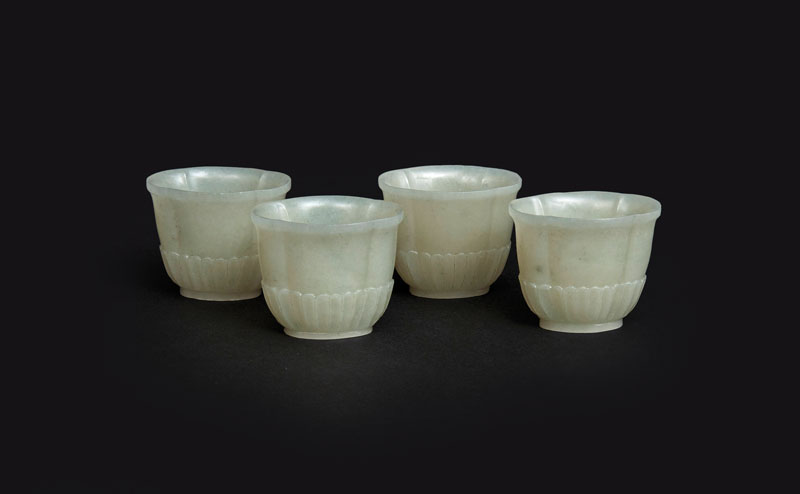 A set of 4 Mughal-style jade cups