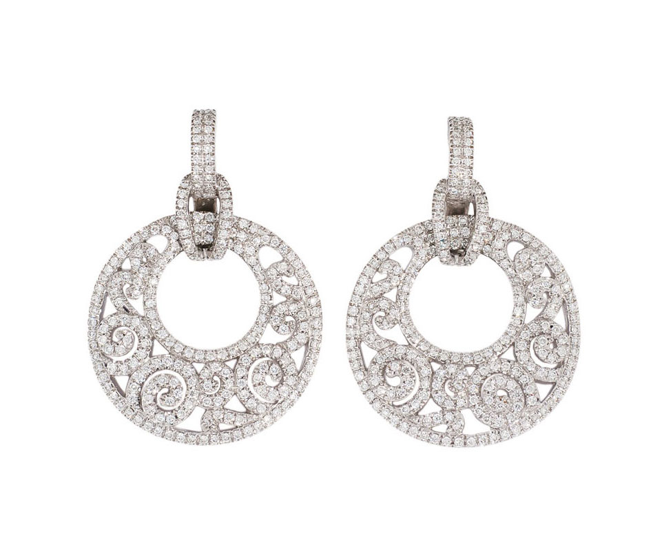 A pair of diamond earpendants