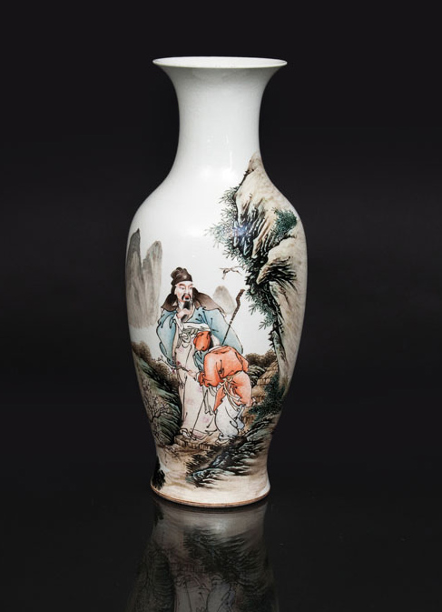 A fine baluster vase with wandering scholar