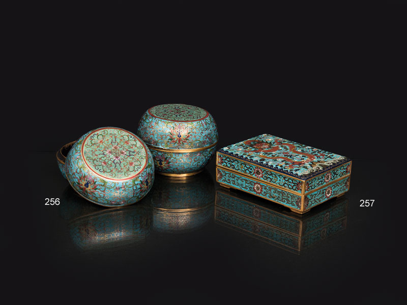 A cloisonné box with dragon motif