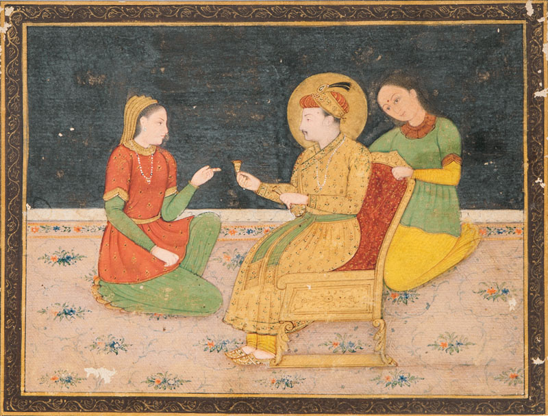 A miniature painting 'Jahangir and his wife' A miniature painting 'Jahangir and his wife'