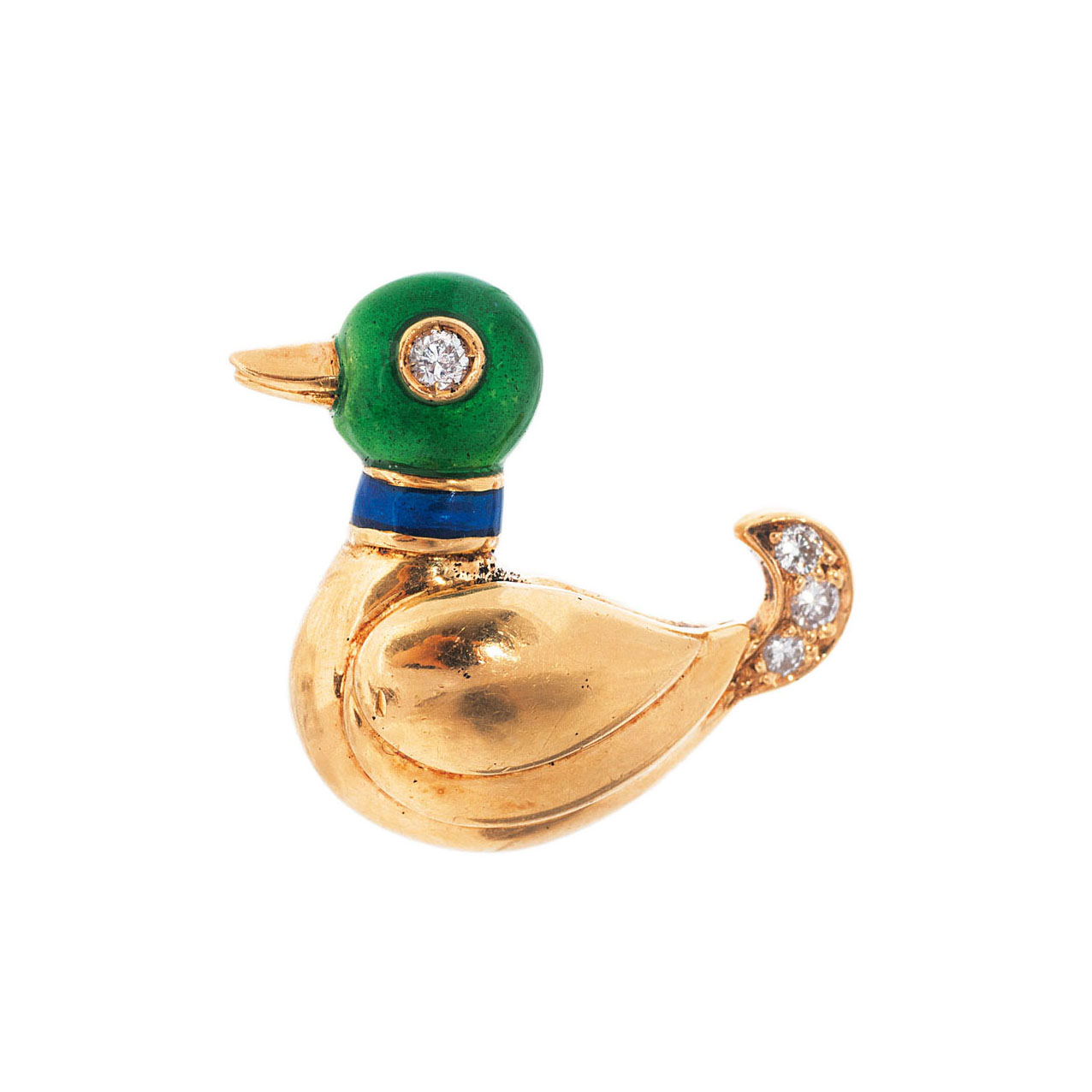 A small enamel diamond pin 'Duck' by Cartier
