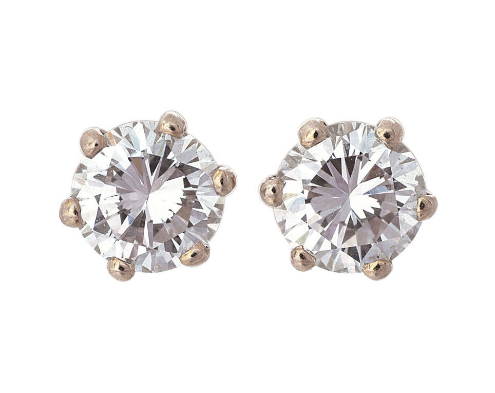 A pair of single stone diamond earstuds
