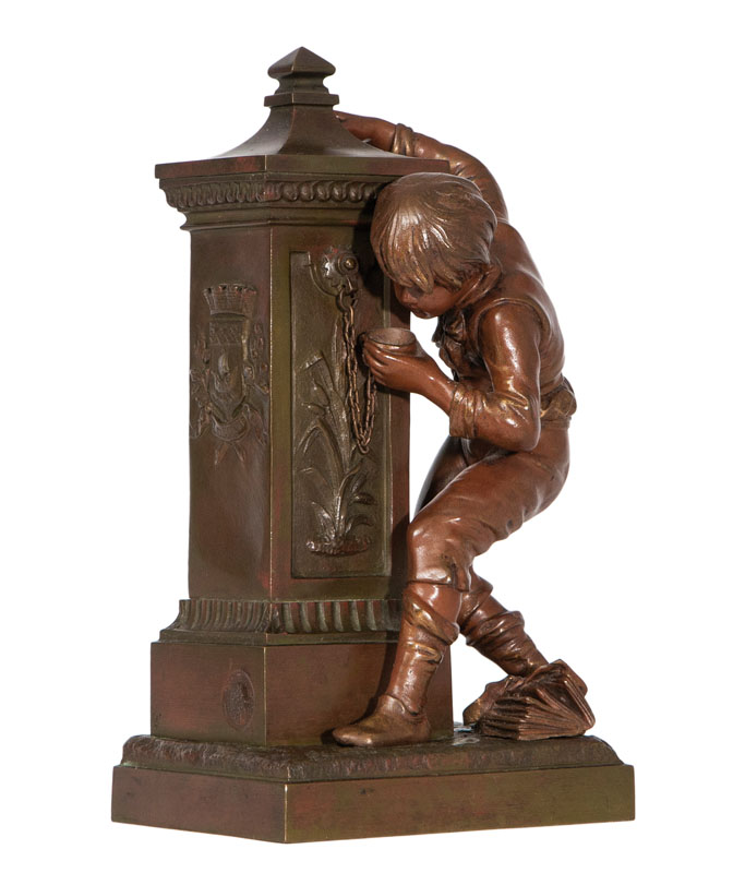 Charles Georges Ferville-Suan - A bronze figure 'Boy at the fountain' A bronze figure 'Boy at the fountain'