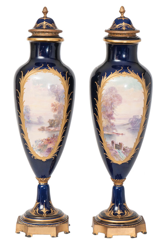 A pair of Sèvres-style vases with romantic scenes - image 2