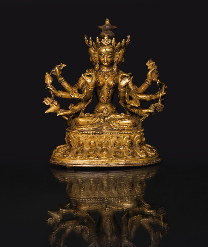 Seltene Bronze-Figur 'Mahapratisara' 大随求菩薩