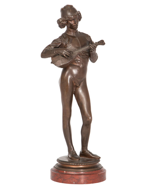 A bronze figure 'Le chanteur florentin du Xve siècle'