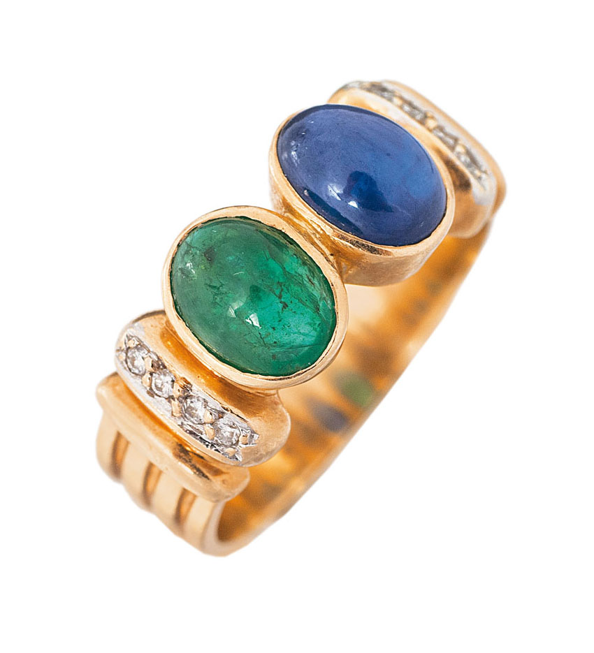 Saphir-Smaragd-Armreif mit passendem Ring - Bild 2