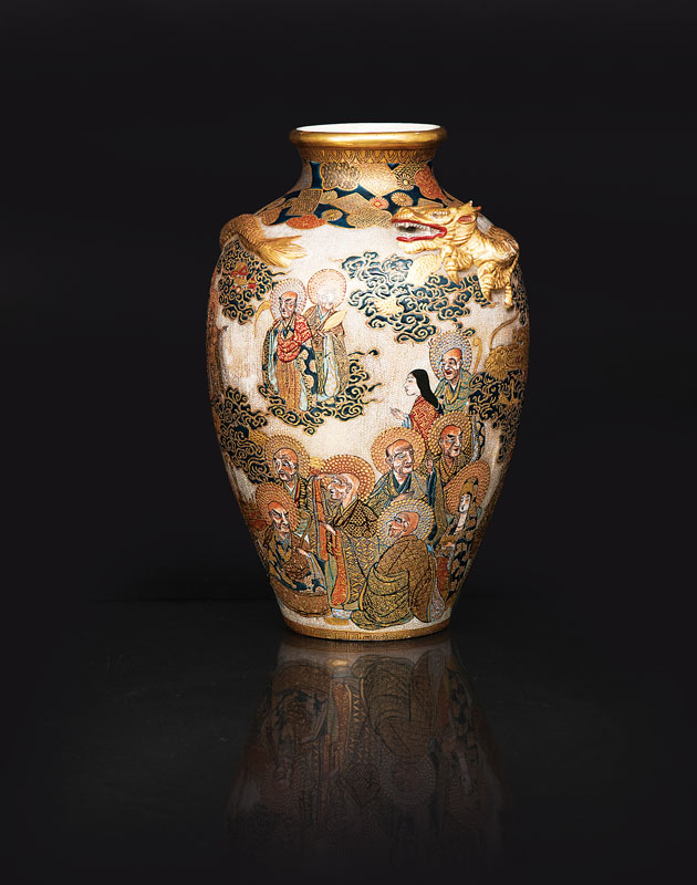 A Satsuma vase with Rakans A Satsuma vase with Rakans