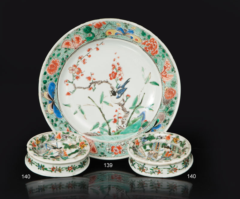 A 'Famille Verte' plate with bird