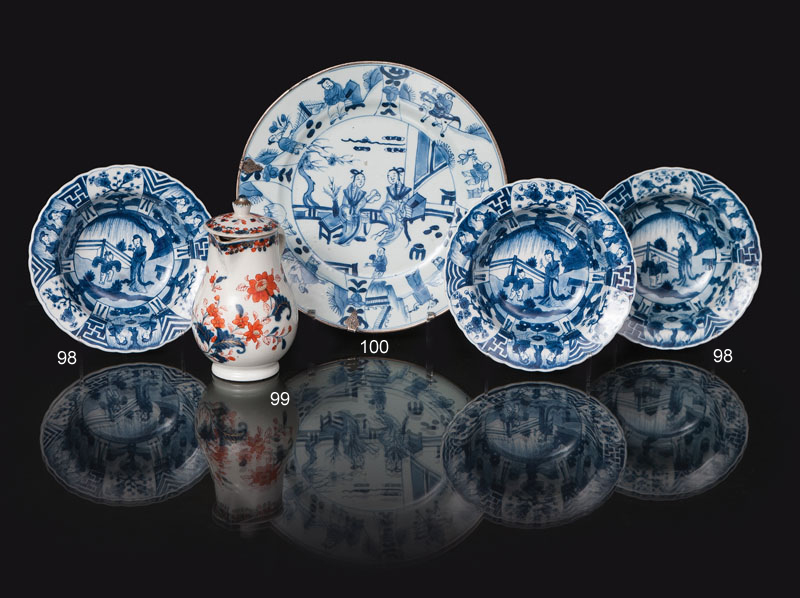 A set of 3 bowls with garden scenes