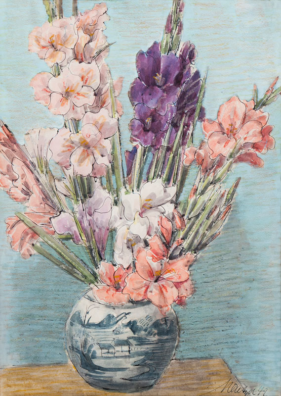 Emil Maetzel - Gladiolas in a Chinese Vase Gladiolas in a Chinese Vase